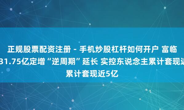 正规股票配资注册 - 手机炒股杠杆如何开户 富临精工31.75亿定增“逆周期”延长 实控东说念主累计套现近5亿