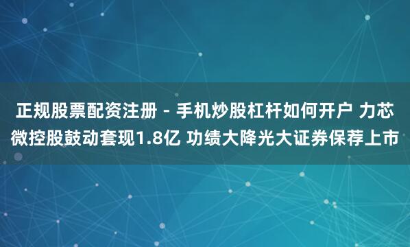 正规股票配资注册 - 手机炒股杠杆如何开户 力芯微控股鼓动套现1.8亿 功绩大降光大证券保荐上市