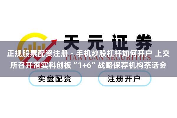 正规股票配资注册 - 手机炒股杠杆如何开户 上交所召开落实科创板“1+6”战略保荐机构茶话会